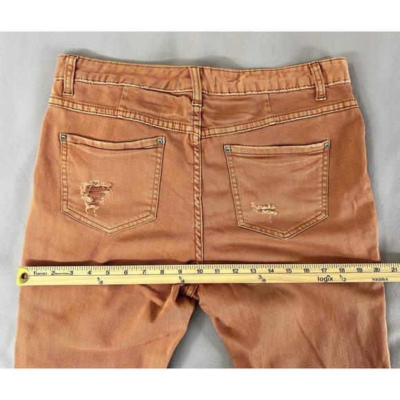 Free People Women's Jeans Distressed Size W 31 Orange Straight Leg - Picture 11 of 13